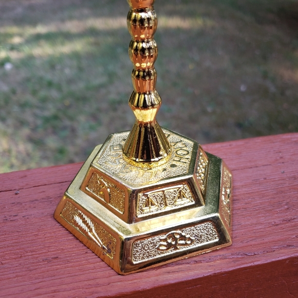 Gold 7 Branch Candle Stick Tabletop Menorah - Picture 5 of 12